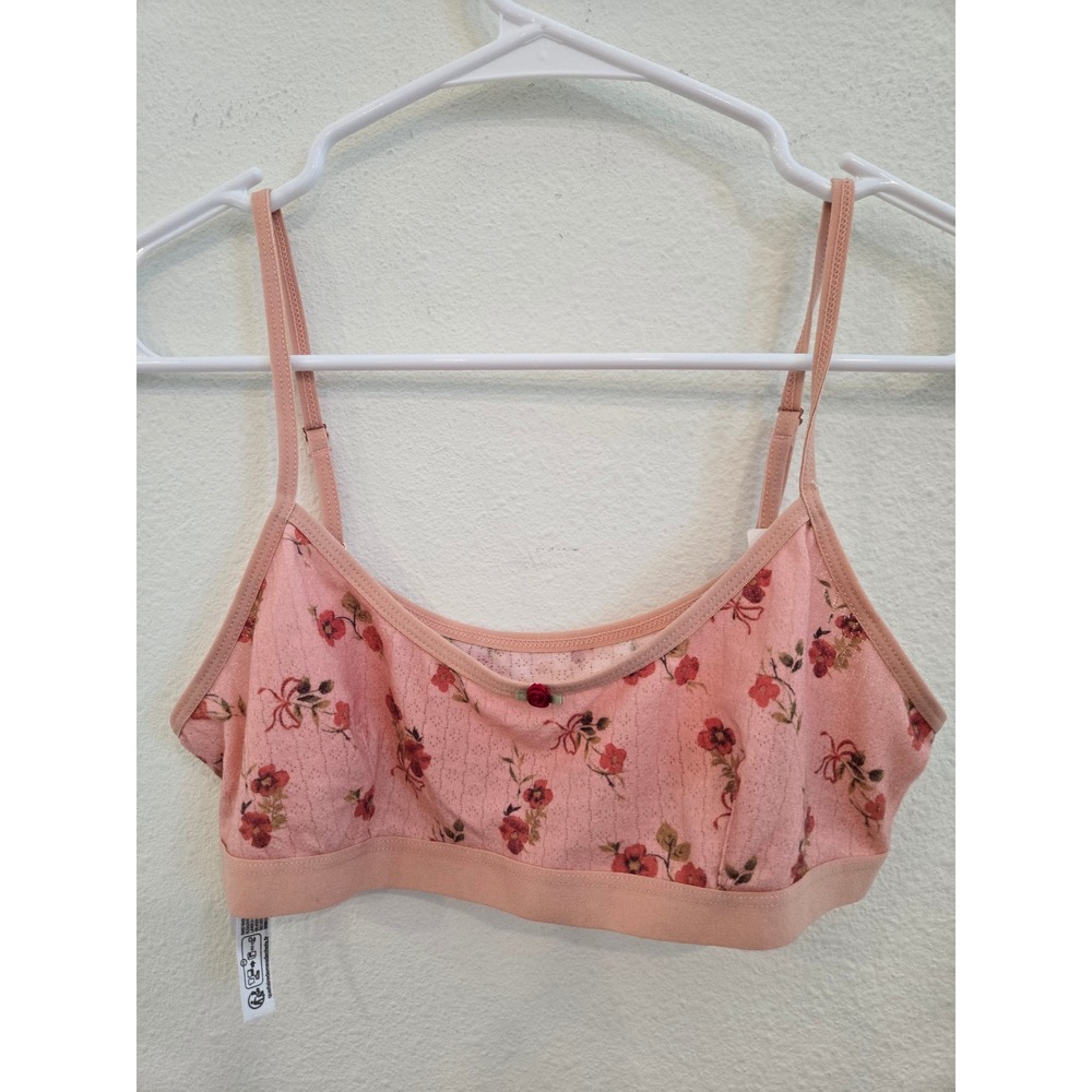 Urban Outfitters Floral Pointelle Bralette Peach Rose Detail Medium NWT